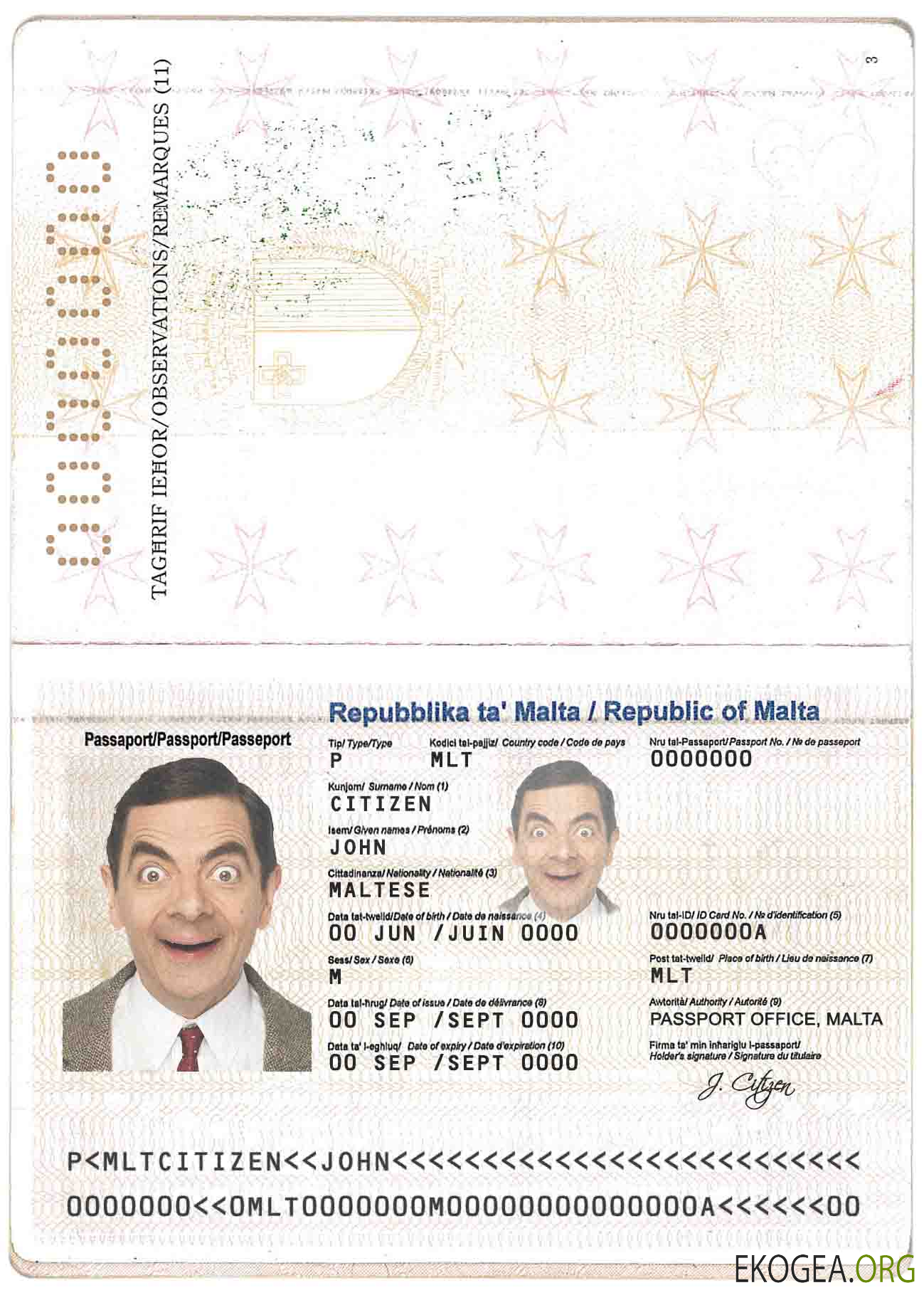 Passeport de Malte template